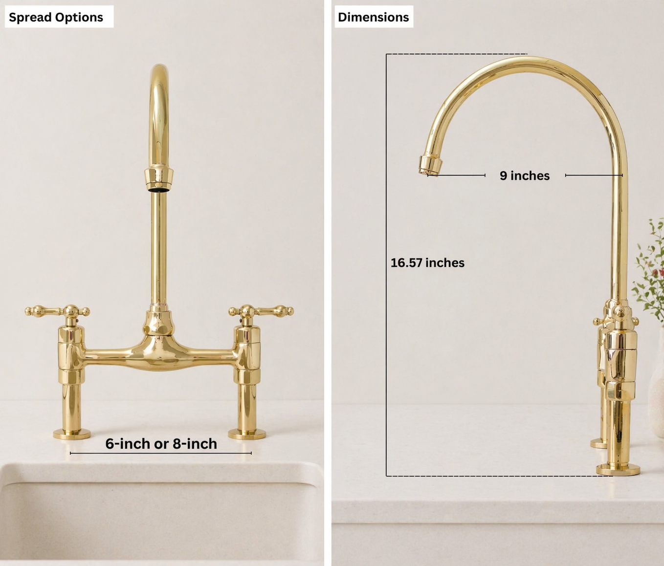 Bridgeford Unlacquered Brass Kitchen Bridge Faucet with Side Sprayer