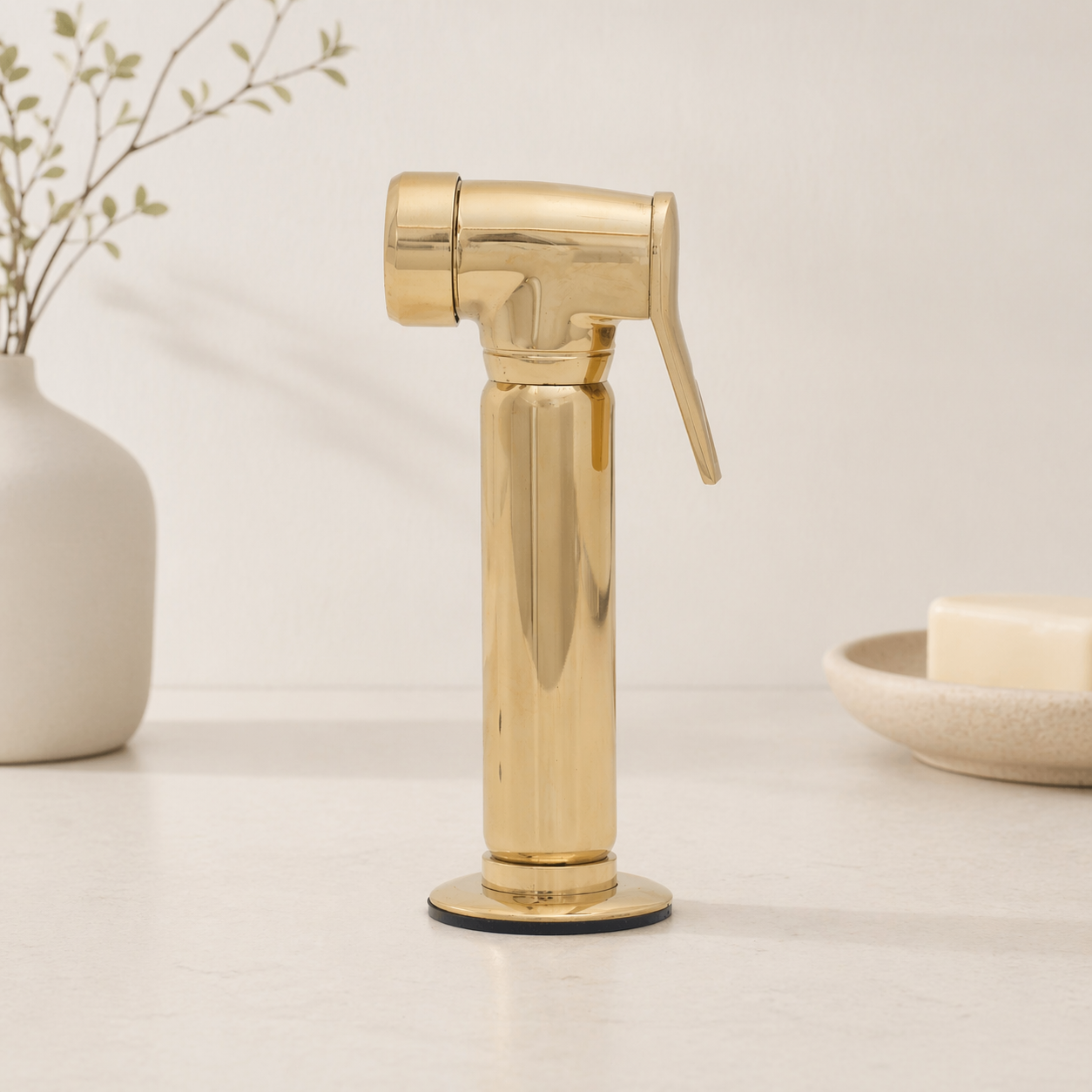 Bridgeford Unlacquered Brass Kitchen Bridge Faucet with Side Sprayer