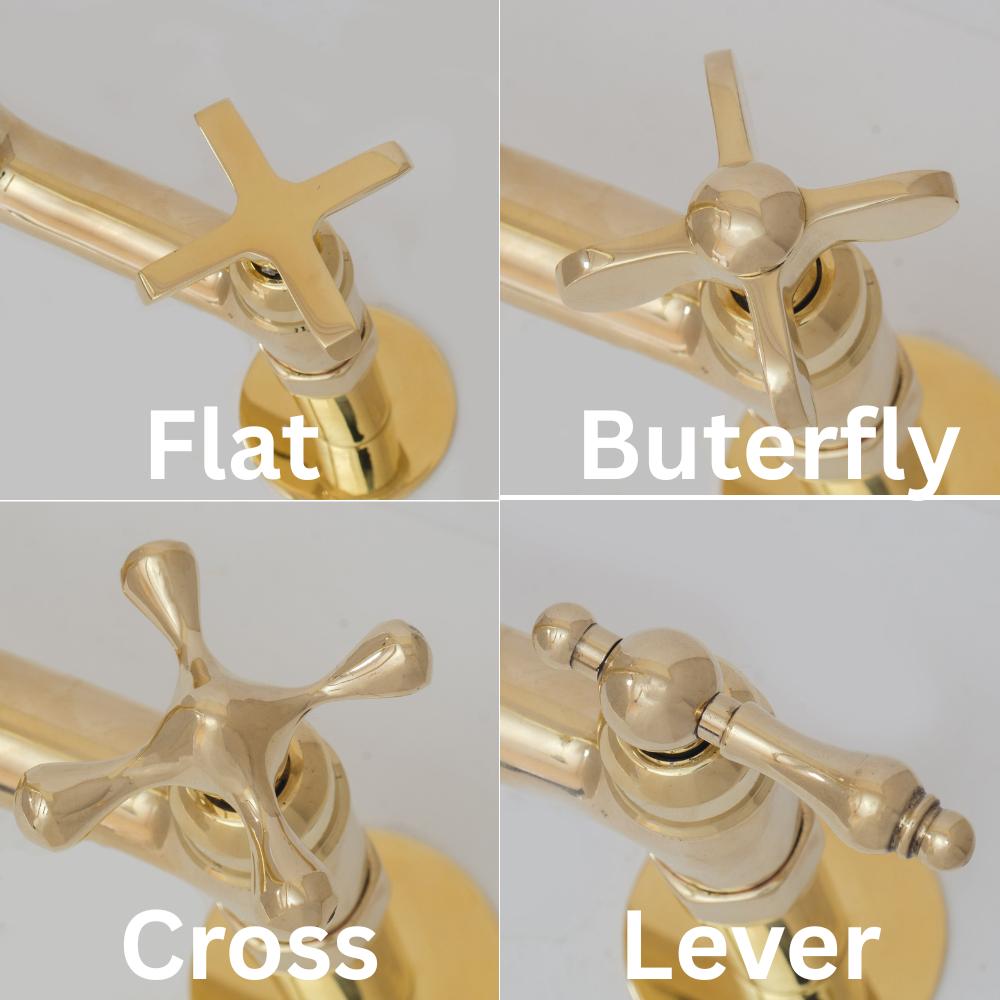 Traditional Brass Bridge Kitchen Faucet with Square Spout – 2-Hole Deck Mount