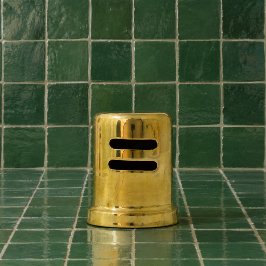 Unlacquered solid brass dishwasher air gap cover with skirted escutcheon for kitchen sink installation